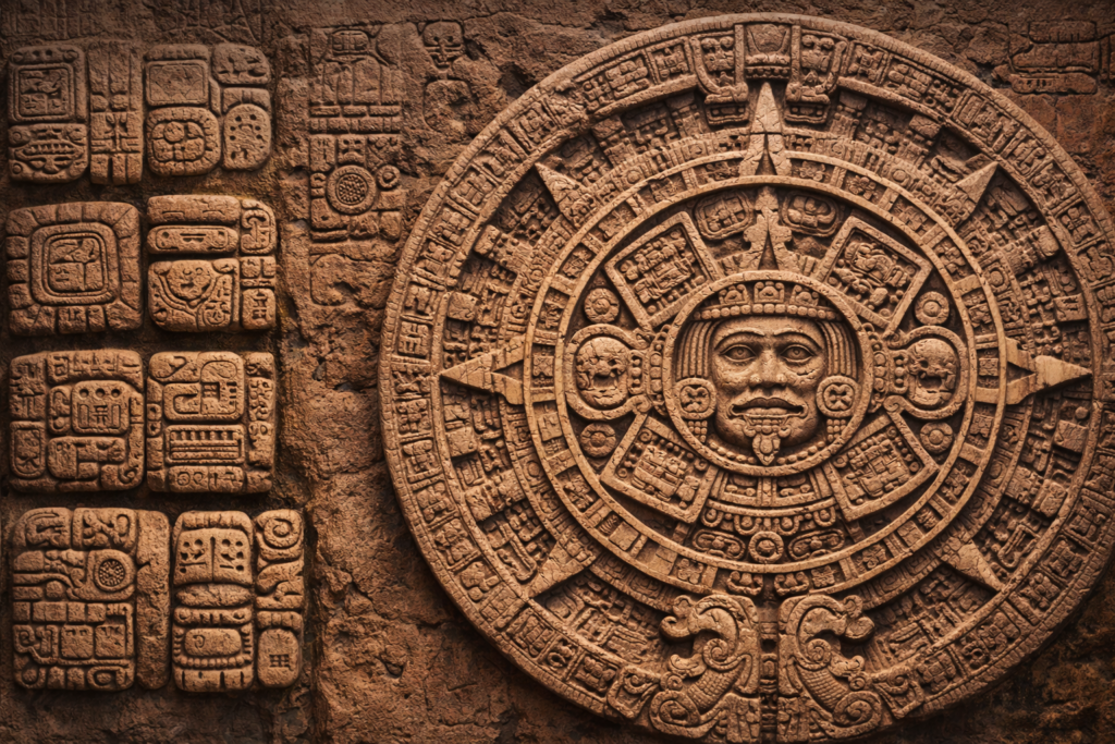 facts about the Mayans shown through their calendar and glyph writing