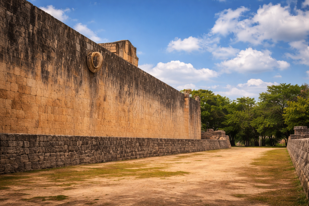 ancient Mayan ball game court used for ritual sports