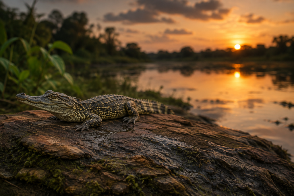 Baby crocodile beside water representing developing concerns in a crocodile dream